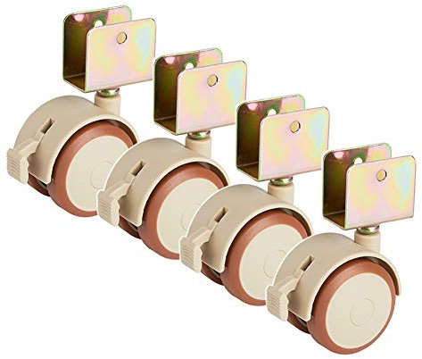 Crib Castors U Bracket Silent Rubber Casters Twin Casters Quiet Scroll 2 Inch 100KG Cradle Bed Accessories Swivel Double Wheel with Brake for Baby Cot 4 PCS