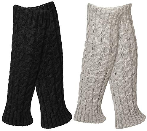 QKURT 2pcs Leg Warmers, Winter Knit Crochet Knee High Leg Warmers Ankle Knee Warmers