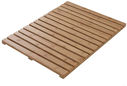 Pedana Doccia Antiscivolo in bambù - Rettangolare 54 x 68 cm - Colore Miele con Piedini Antiscivolo