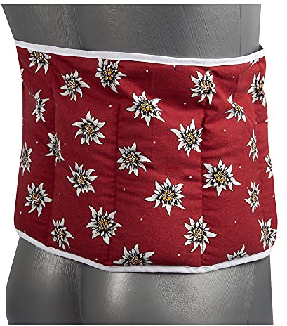 Kirschkernkissen. Gürtel mit Klettverschluss - ca. 135cm - 7-Kammer - Wärmekissen Rücken Wärmegürtel XXL Körnerkissen - Blume-Edelweiß
