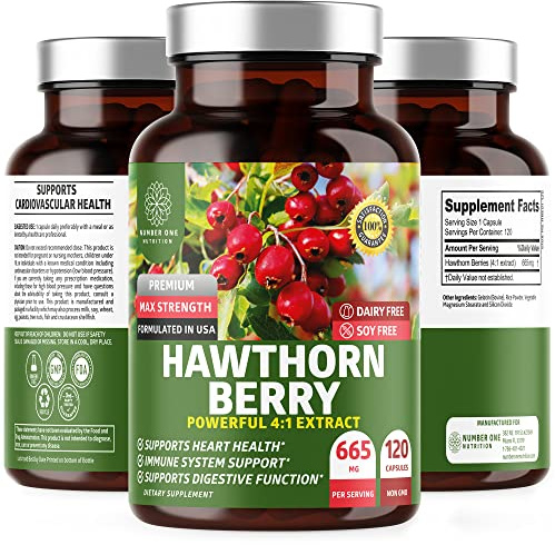 Number One Nutrition N1N Premium Hawthorn Berry Extract, Max Strength Hawthorn Berry Capsules to Support Immunity, 120 Count