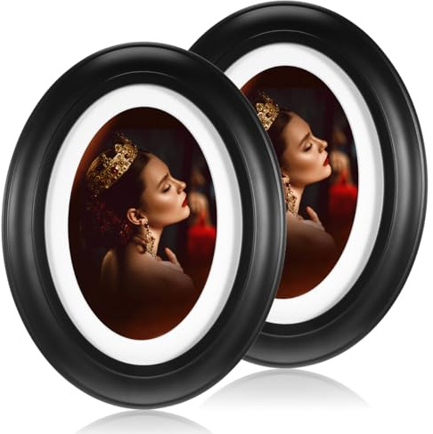 rosenice Black Wood Oval Picture Frame 7 Inch Oval Wooden Picture Frame for Wall Hanging Decoration or Tabletop Display Photo for Kids Room Bedroom Living Room 1 Pack