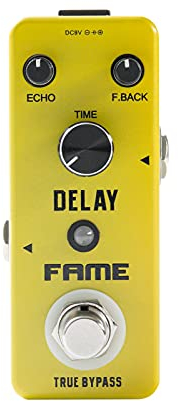 Fame LEF-314 Analog Delay, Effektgerät für Gitarren, 20-300ms Verzögerungszeit, Kompaktes Gehäuse, Regler für Time, Echo und Feedback, True Bypass