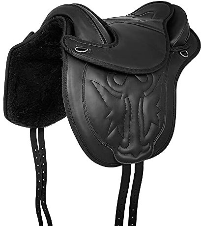 A&M Reitsport Baumloser Wanderreit Sattel SAMI Schwarz aus Kunstleder Neu, Größe:17 Zoll