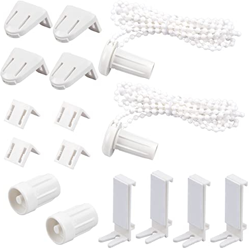 2 Sets Rollo Beschläge 17mm Rollo Halterung Fenster, rollos Klemmfix Ersatzteil Ohne Bohren, Plastik Klemmträger Kettenzug für Klemmfix-rollos, Doppelrollo, Weiß