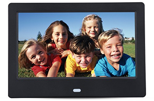 Elprico Cadre Photo numérique, 16:9 1024 x 600 Haute résolution 250cd㎡ luminosité, Prise en JPEG/JPG, BMP pour Amis, Enfants, Parents avec Support(Le Noir, Réglementation