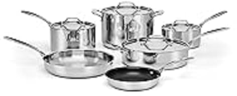 Cuisinart Custom-Clad 5-Ply Stainless Steel Cookware Set, CC5-10, Multiple Sizes, 10 Piece