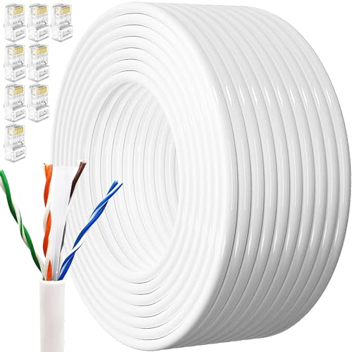 Lan Kabel 40 Meter Cat 6, UTP(Unshielded twisted pair) Netzwerkkabel Verlegekabel Weiß Lange Netzwerk Installationskabel Patchkabel 40M Ethernet Kabel UTP 23AWG Rj45 Gigabit Internet Wlan Kabel
