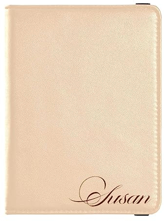 Personalisierte Reisepasshülle, Brieftasche, Kombi, individueller Name, PU-Leder, Reisepass, Impfkarten-Schutz für Damen und Herren, Reisegeschenk, Pfirsich, Einheitsgröße