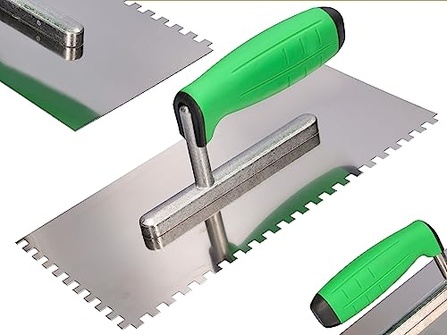 ToolSpace Premium Zahnspachtel für Gips und Kleber | Zahnkelle mit Edelstahlblatt Made in EU | Zahnglättekelle - Langlebig, komfortabel und vielseitig | 13cm x 27cm | 6mm Zahn