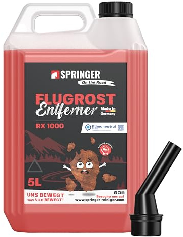 SPRINGER RX1000 - - Flugrostentferner 5L - - Made in Germany - - Schonender & tiefenwirksamer Rost-Reiniger - - Rostentferner für Flugrost, Korrosionsspuren, Industriestaub, etc.