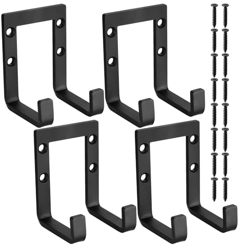 4 Ganci a Parete per Garage, Doppio Gancio, Porta Attrezzi, Gancio per Scala, Porta Attrezzi a Parete Resistente, Gancio per Conservazione Garage per Supporto Bicicletta, Scale
