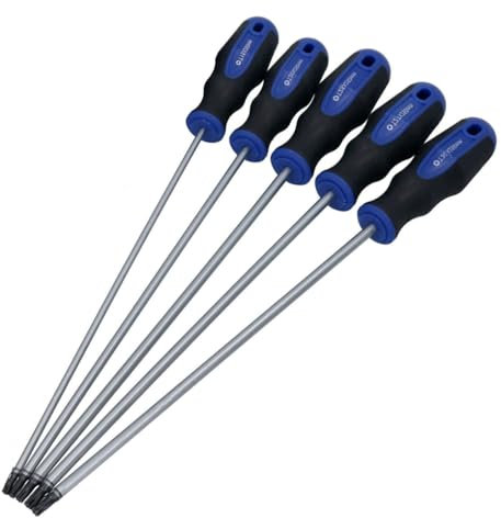 SET 5 CACCIAVITI TORX 300 mm CON FORO CALAMITATI IN ACCIAO FORGIATO T15 -T30