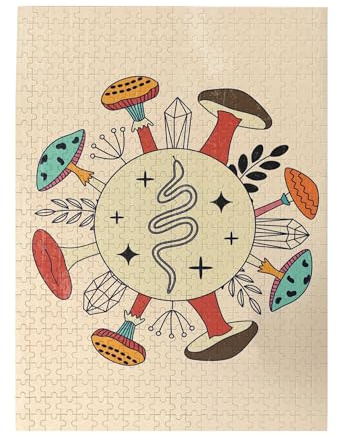 70s Wall Art, Mushroom Art, Mushroom Decor, Retro 70s Home Decor, Bedroom Wall Art, 60s, Boho Prints,Jigsaw Puzzle 1000 puzzle pieces, puzzle enthusiasts