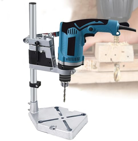 Universal Bench Drill Press Stand, DIY Tool Stand for Electric Driller Pillar Hand Press Drill Stand Portable Drill Press Holder with Clamp Base for Assisting Drilling
