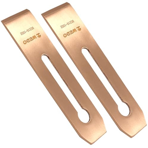 WEDO - Juego de 2 hojas de repuesto para banco, 175 x 43 mm, hoja de cepilladora de mano de madera sin chispa, cobre de berilio, no magnético, certificado BAM/FM, uso para petroquímica, producción de