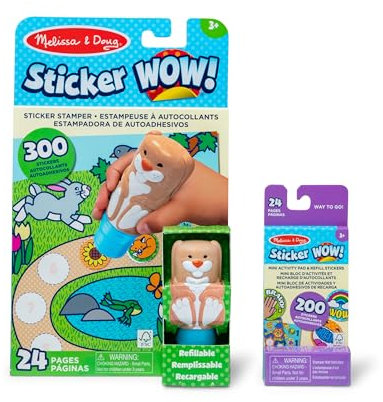 Melissa & Doug Sticker Wow!™ Bunny Bundle: 24-Page Activity Pad, Stamper, 500 Stickers, Mini Pad, Arts and Crafts Fidget Toy Collectible Character