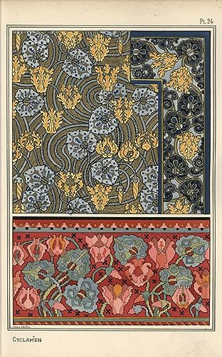 SERENDIPITP Eugene Grasset Leinwandposter, Wandkunst, ohne Rahmen, 50 x 70 cm, Alpenveilchen Persicum Plant