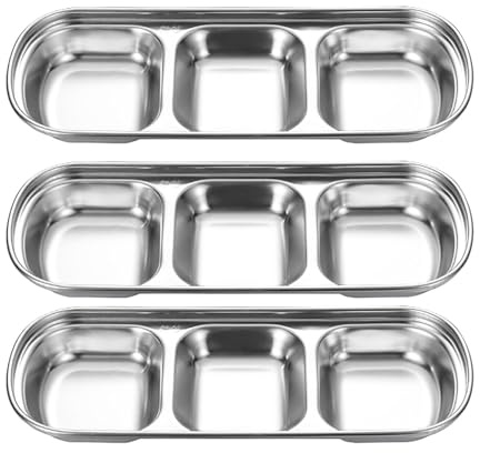 Dipschalen | 3er-Set Dip-Saucenschalen Saucenschalen Aus Edelstahl, Dipschalen-Set Mit Mehreren Gittern, Dipschalen-Set, Snackschalen, Gewürzschale Schälchen Für Dips, Saucen Und Snacks