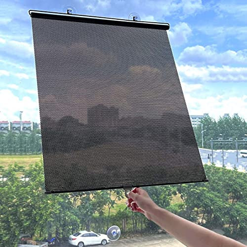 Thermorollo Verdunkelungsrollo Grau ， Verdunkelungsvorhänge for den Balkon, einziehbare temporäre Jalousien, Inneninstallation, Isolierung, mit 3 Saugnäpfen(40x60cm/15.7x23.6in)