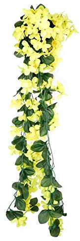 HAOHIZE Fiori Pendenti Artificiali, Fiori Artificiali Gialli per Decorazione Fiori Pendenti Finti Piante Pendenti Finte Orchidee da Esterno Fiori Artificiali per Matrimonio