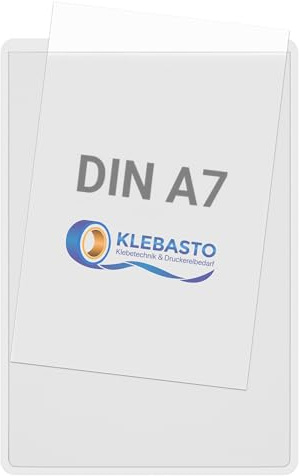 KLEBASTO Selbstklebetaschen | transparent | Sichttaschen zum Kleben | Infotaschen zum kleben | Rechtecktaschen (transparent, DIN A7 | schmale seite offen, 20)