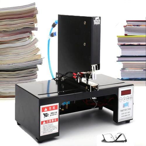 Grapadora neumática rápida de un solo cabezal, encuadernadora eléctrica con contador de rendimiento, profundidad de entrada de papel de 100 mm, placa de posicionamiento ajustable, para imprentas