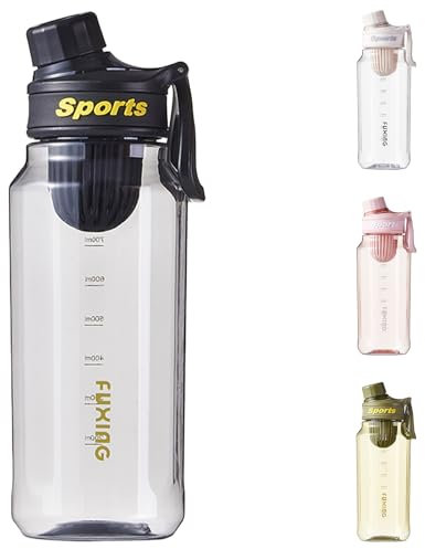 Greyoe 1 Stück Sport Protein Shaker Wasserflasche, Hochwertiger Protein Shaker PC+PP, für Fitness Herren und Damen Sport Outdoor und täglichen Gebrauch (black 750ml)