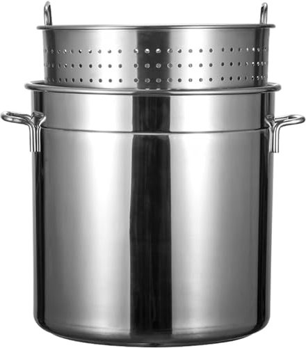 Pentola per friggere gamberi, frutti di mare e tacchino - Pentola in acciaio inossidabile con cestello filtrante e vaporiera per cucinare all'aperto e preparare birra in , 19.8in/135 Quart/34 Gallon