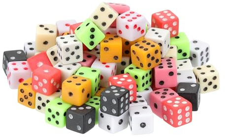 sourcing map 90Pcs Mini Dice, 8mm/0.31 Acrylic Tiny Six Side Game Dot Square Dice Bulk for Table Board Game Party Activities, 9 Colors