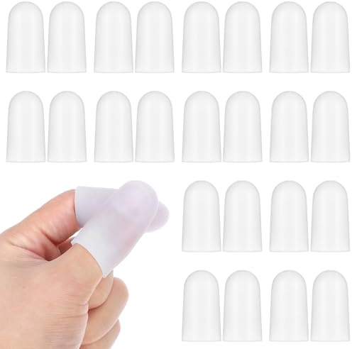 Tucnoeu 26 stycken fingerplockar silikon hudfärg fingerskydd fingerskydd silikon fingerskydd för spruckna fingertrigger artrit smärtlindring (vit)