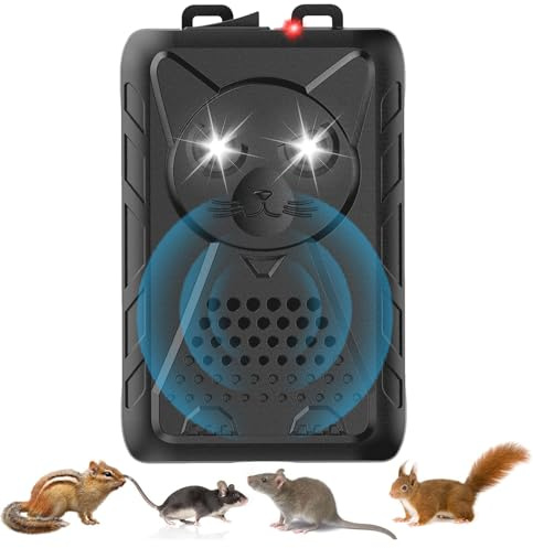 Ultrasonic Rodent Repeller for Car, Under Hood Mouse Repellent with Strobe Light, Rat Rodent Pest Deterrent for Cars RV, Pest Mouse Repeller for Cars Engine Truck Garage