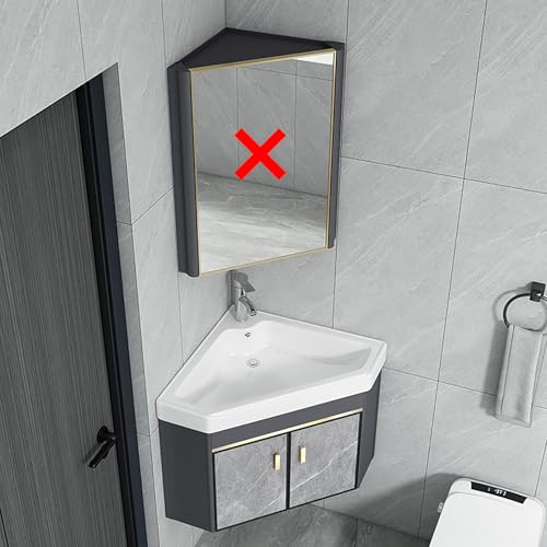 Pounjsd mueble baño con Lavabo suspendido pared 48cm, Lavabo sobre encimera con grifo, lavabo pequeño esquinero de cerámica, Diseño compacto, para cocinas compactas, cocinas, caravana, baños
