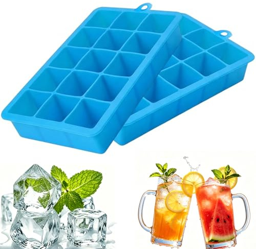Silicone Ice Cube Moulds, Set of Two Ice Cube Trays, Space-Saving Design for Cocktail Preparation and Baby Food Portions, Flexible and Durable Silicone Ice Cube Trays