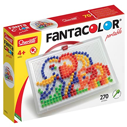FantaColor Portable Large, Mosaik Bastelset Kinder, Spielzeug ab 4 jahre für Kinder, Montessori Spielzeug mit 270 Reißnägel, Reisespielzeug in Praktischer Aktentasche, Geschenk Mädchen 4 jahre