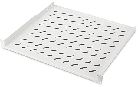 DIGITUS Fachboden zum Festeinbau – 19-Zoll – 1HE – Befestigung Vorne – Traglast 15 kg – 400 mm Tiefe – Für Netzwerk- und Serverschränke ab 600 mm Schranktiefe – Grau