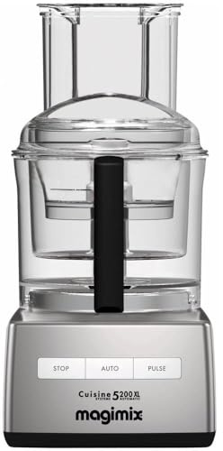 Magimix 5200 XL Cromato Food Processor, Chrome, 3.3L Bowl, 1200W, 3 Speeds, Stainless Steel Blades, Dishwasher Safe, Advanced Functionalities
