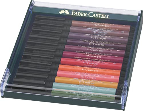 FABER-CASTELL 267422 - Tuschezeichner Pitt Artist Pen, 12er Packung, Erdfarben