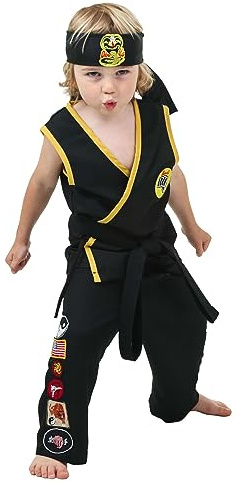 Fun Costumes Toddler Cobra Kai Costume Cobra Kai Karate Kid Costume Boys - 2T - Black