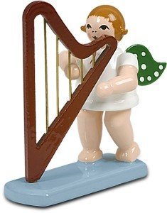 Rudolphs Schatzkiste Holzfigur Engel mit Harfe ohne Krone Höhe 6cm NEU Holzengel Instrument Seiffen Erzgebirge Figur Dekoration Holzfiguren Weihnachten Fensterschmuck Spielzeug Deko Weihnachtsfigur