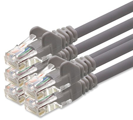 1aTTack CAT5 UTP Netzwerk-Patch-Kabel mit 2x RJ45 Stecker Set grau 5 - Stück - 2m