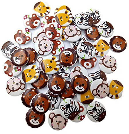 50 Tier Muster Holzknöpfe Kinderknöpfe 2 schneidern Scrapbooking DIY