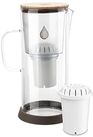 pH Restore Glass Alkaline Water Filter Jug - 3.5L Filter Water Jug with Multi-Stage Filtration, Reduces Fluoride Chlorine & impurities, Water Filter Cartridge Included, Pitcher Jug For High pH