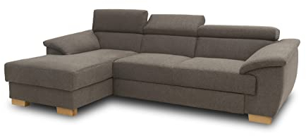 Domo Collection Ecksofa David mit Schlaffunktion und Bettkasten / L-Form / Größe: 272 cm x 166 cm x 78 cm (BxTxH) / Stoff: robuster Webstoff in braun / Schlafsofa mit Staufach und Rückenfunktion