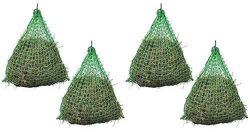 vidaXL 4x Hay Nets Weather Resistant Finely-woven Meshes Animal Husbandry Horses Ponies Livestock Feeders & Waterers Feeding Bale Hay Net PP Round
