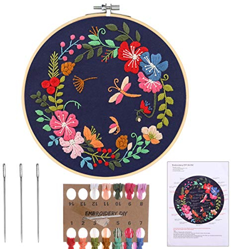 MWOOT Handmade Embroidery Starter Kit Set with Partten,DIY Handarbeit Stickerei Starter Kit Cross Stitch Craft für Erwachsene Anfänger Sticken