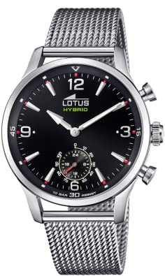 LOTUS Montre Intelligente Homme Hybride Connected Acier INOX 316L - Montre Analogique Connectée - Étanche 10 ATM 18803/3 - Contrôle Musique, Compte Pas, Notifications Appels