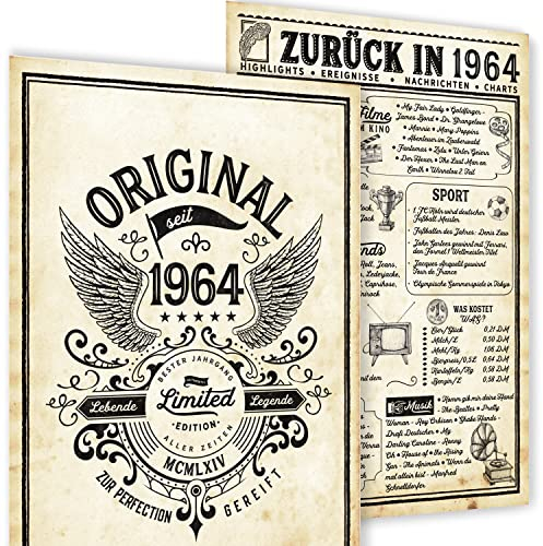 mojoliving 61 Geburtstag Geschenk | lustige 1964 Geburtstag Poster | Deko 61 Geburtstag Frauen | Deko 61 Geburtstag Männer | 1964 Geburtstag Frauen/Männer | 61 Geburtstagskarte