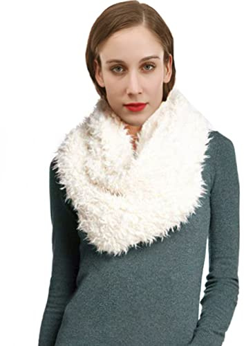 Lina & Lily Bufanda Infinita Snood Invierno de Pelo Sintético (Blanco)