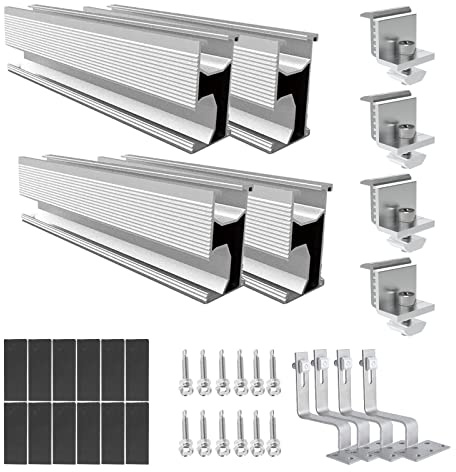 Btstil Photovoltaik Solar Ziegeldach Montage Set mit Befestigung Schiene Dachhaken, Befestigung Solarmodul Ziegeldach Montageschiene Set für Modulhöhe 30mm-50mm (für 1 x Solarmodul)